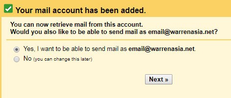 Your mail account has been added