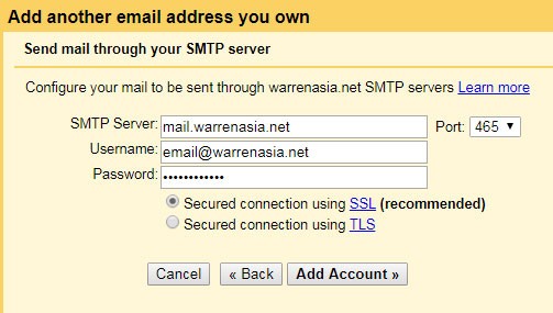 Add external SMTP details